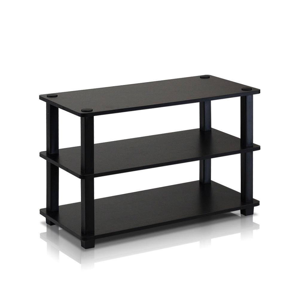 Black Laminated 3-Tier Revolving Wood and Plastic Shelf
