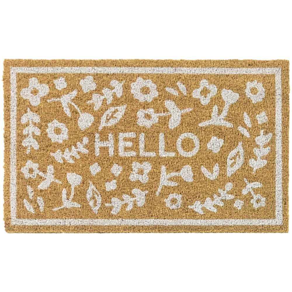 Hello Spring Motif Cream 18 in. x 30 in. Coir Indoor/Outdoor Door Mat price history on PriceWatchPro