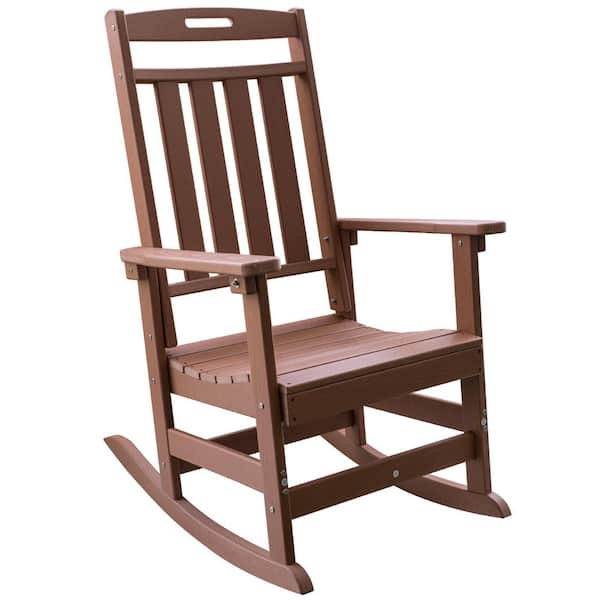 UPLAND Teak HDPE Plastic Outdoor Rocking Chair, Porch Deck Rocker YYRC ...