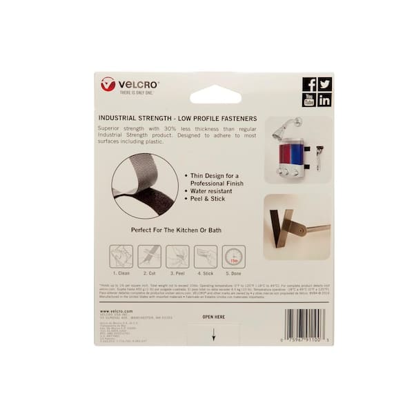 Velcro VEL108, Tape - Individual Strips, 5/8 x 75' Loop, Black