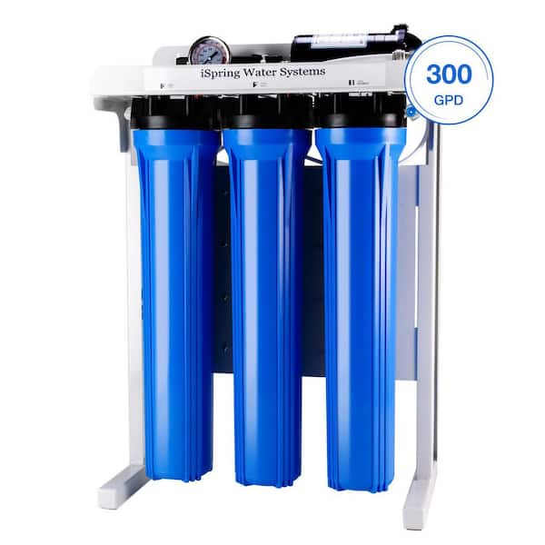 300 GPD Tankless Free-Standing Reverse Osmosis Water Filtration System with Pump, Pressure Gauge, Oversized Pre Filters