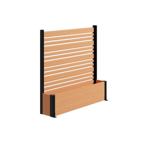 Enclo Privacy Screens Florence 3.7 ft. x 3.8 ft. x 1 ft. Cedar Freestanding WoodTek Vinyl Privacy Screen and Planter Box Kit