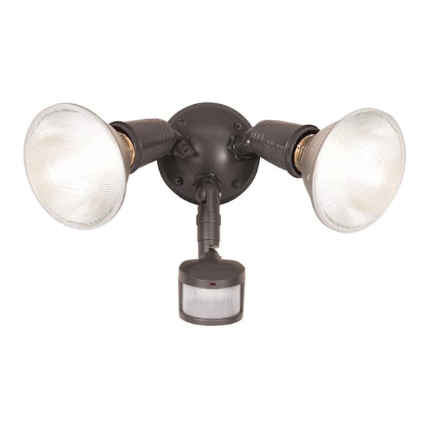 180-Degree Bronze Twin Head Motion Activated Outdoor Flood Light