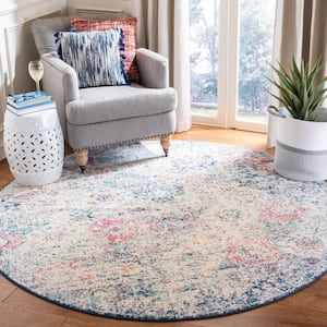 Madison Navy/Teal 9 ft. x 9 ft. Round Border Area Rug