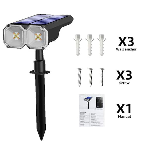 CREPOW Solar Spot Lights Outdoor – 2 Pack, IP65 Waterproof, 9.8ft Cable, Auto On/Off, 6000K White, Perfect For Garden, Yard, Driveway, Porch, Walkway & Pool