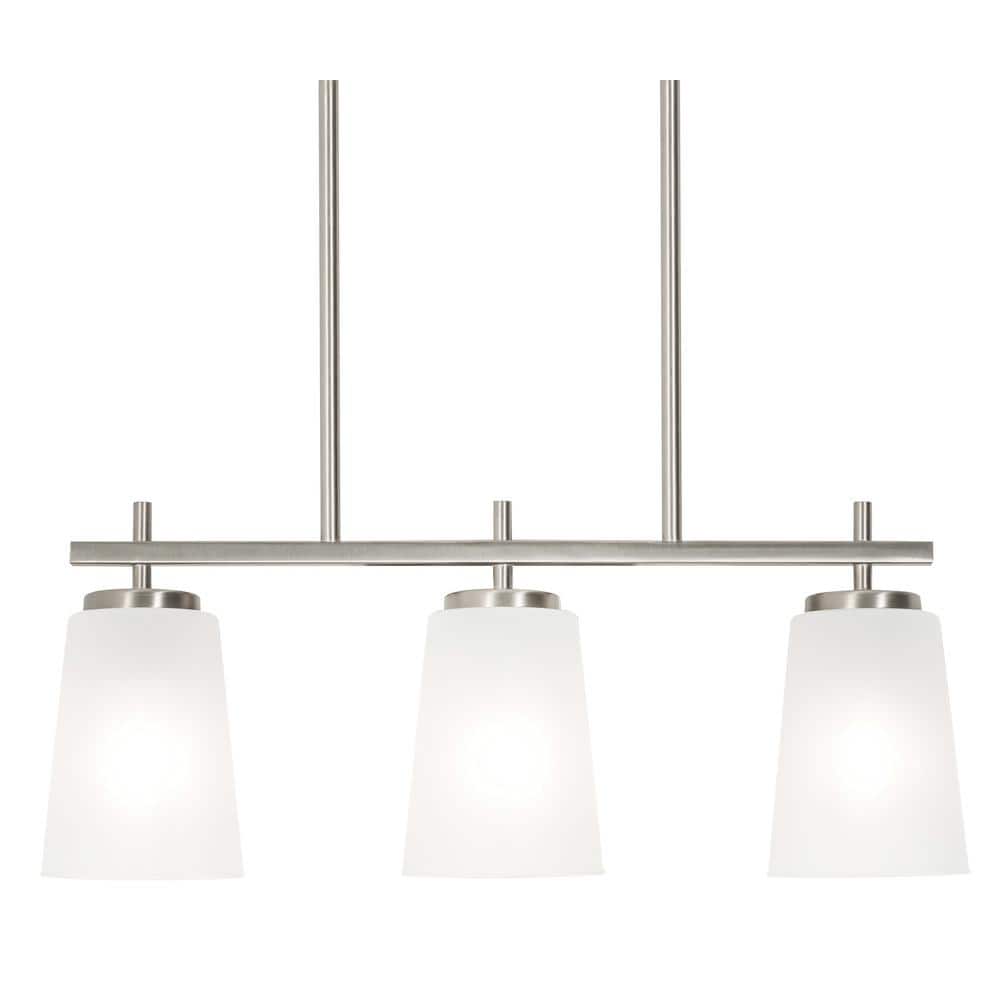 Joanna Satin Nickel 23" Linear Pendant with Clear Glass Shade