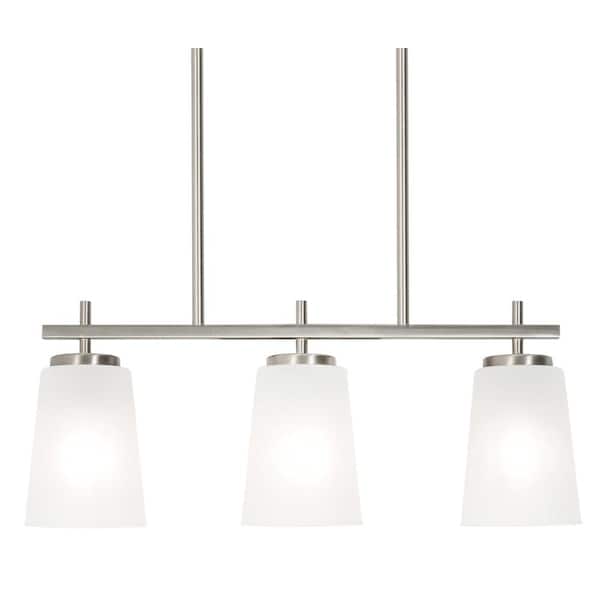 AFX Joanna 3-Light Satin Nickel Shaded Pendant Light