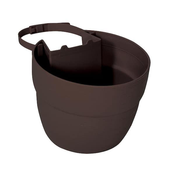 Emsco 8.5 in. Resin Brown Post Planter for Vertical Posts