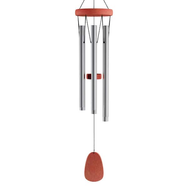 Pure Garden 28 in. Metal and Wood Wind Chime in Silver