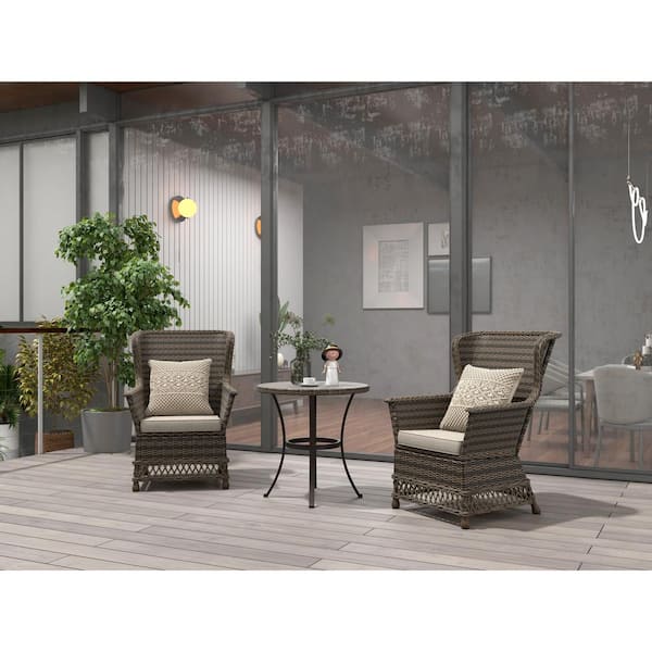 Mondawe Valkyrie Gray Plastic Outdoor Dining Arm Chair with Gray Bean  Cushions (2-Pack) JO-ML1907 - The Home Depot