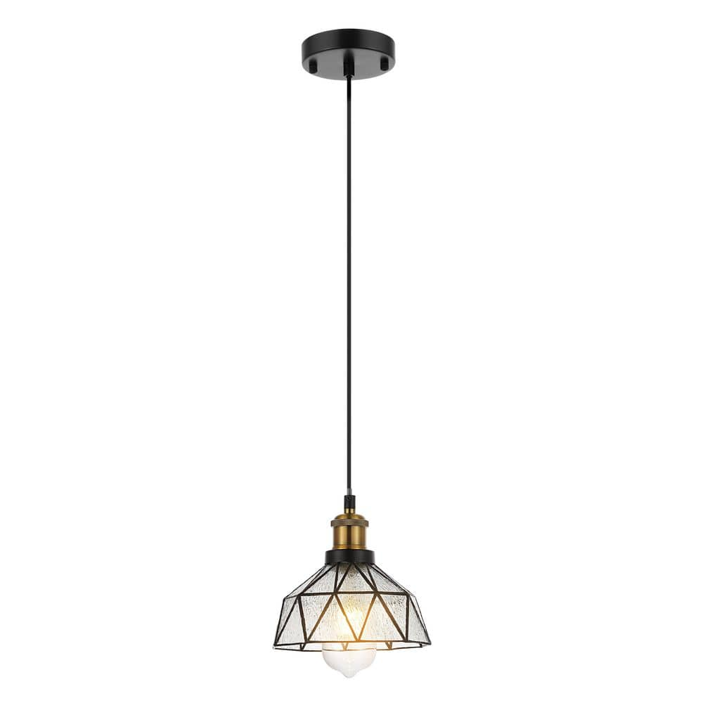 WINGBO 1-Light Standard Modern Black Pendant Light Fixture WBPL-GL18-BK ...