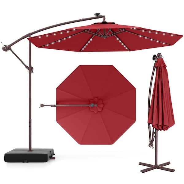 costway patio market offset umbrella base stand with sandbags AECOJOY Outdoor Base, 220 lbs Umbrella Heavy Duty Sand Filled Weighted Umbrella 2 Sandbags, All-Weather Cover, Fit for Poles up to 1.9", for 15 ft Ensure your outdoor relaxation is uninterrupted with the Costway Large Outdoor Patio Umbrella Base with Sandbags Costway 10 ft. Steel Hanging