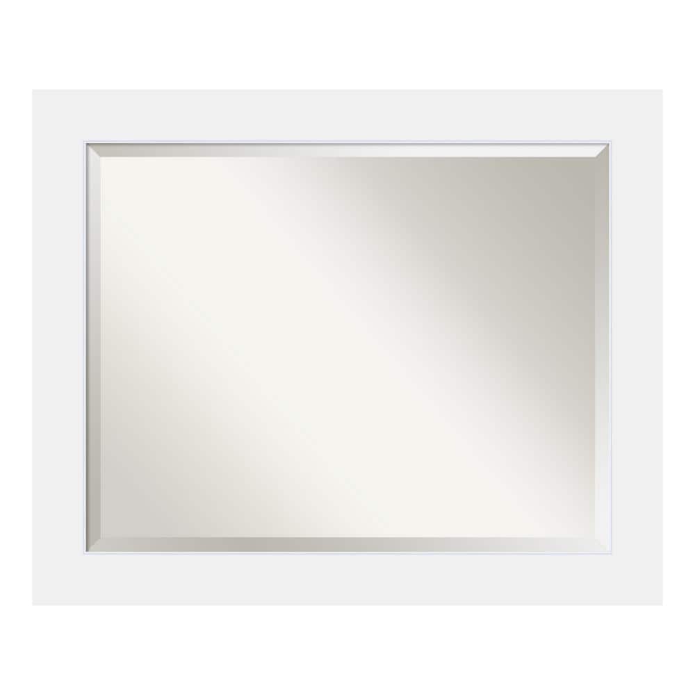 Corvino White 33 in. x 27 in. Beveled Rectangle Wood Framed Bathroom Wall M