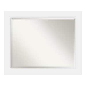 Corvino White 33 in. x 27 in. Beveled Rectangle Wood Framed Bathroom Wall Mirror in White
