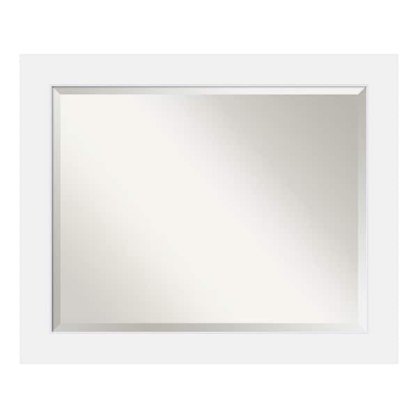 Amanti Art Corvino White 33 in. x 27 in. Beveled Rectangle Wood Framed Bathroom Wall Mirror in White