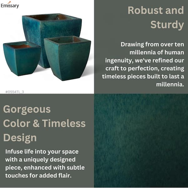 The Flower Bud Planter in Teal Gloss selling Finish, Steel and Brass Planter Pot, Client Gift