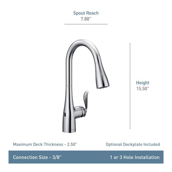 Moen Arbor Spot Resist Stainless 1-Handle Deck-Mount Pull-Down Touchless Kitchen Faucet (Deck Plate Included)