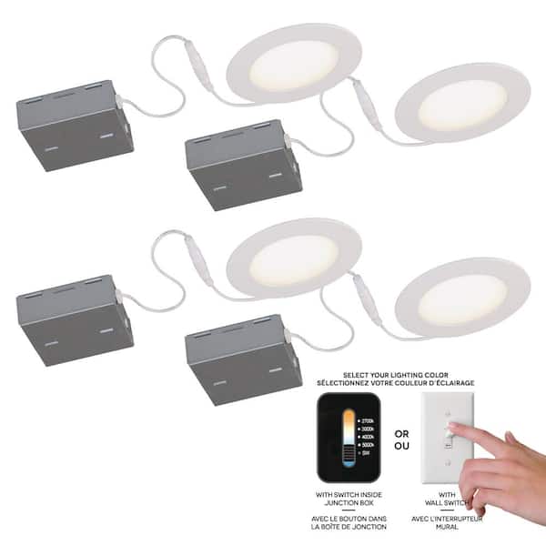 BAZZ 4 in. Canless 5000k Tunable New Construction Integrated LED Recessed Light Kit with White Trim for Shallow Ceiling