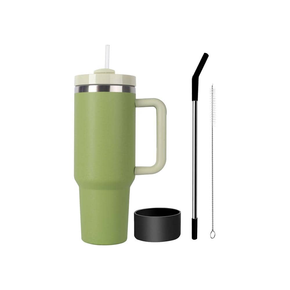 Aoibox 14 Oz. Insulated Black Stainless Steel Tumbler with Lid and Straw  SNPH004IN154 - The Home Depot