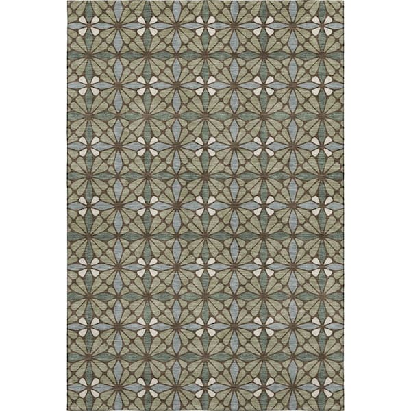 Mayfield Premium Machine Washable Abstract AMF2469 Aloe 10 ft. x 14 ft. Area Rug