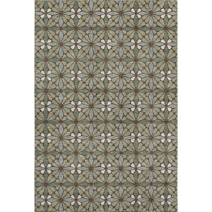 Mayfield Premium Machine Washable Abstract AMF2469 Aloe 5 ft. x 7 ft. 6 in. Area Rug