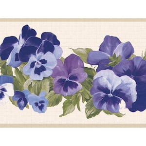 Falkirk Dandy II Indigo Blue Flowers Floral Peel and Stick Wallpaper Border