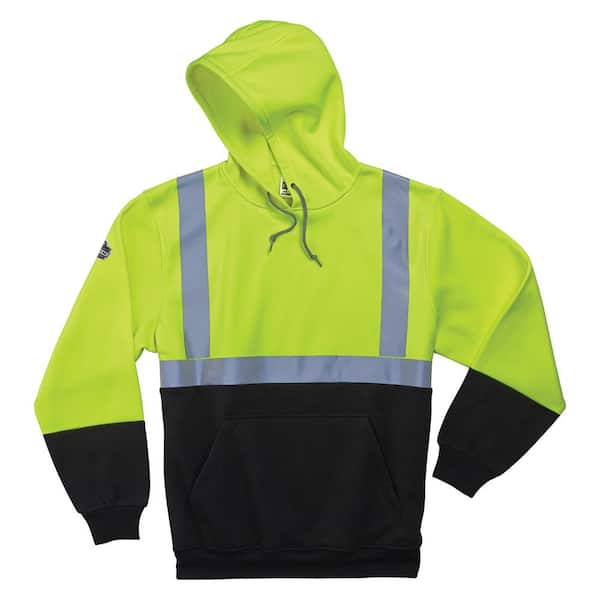 Ergodyne XL Hi Vis Lime Black Front Hooded Sweatshirt