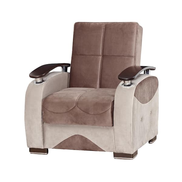 Ottomanson Divine Collection Convertible Brown Armchair With Storage