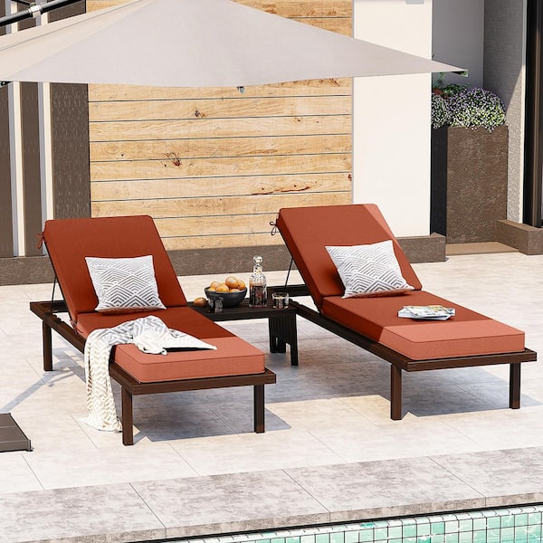AAAAAcessories Outdoor Chair Cushions for Patio Chaise Lounge, Outside Water and Stain Resistant Patio Cushions for Lawn in red 2-Pack