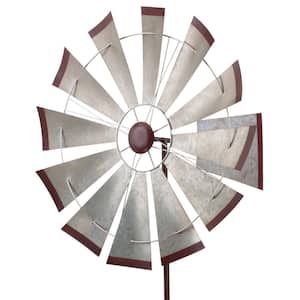32 in. Kinetic Stake - Galvanized Windmill