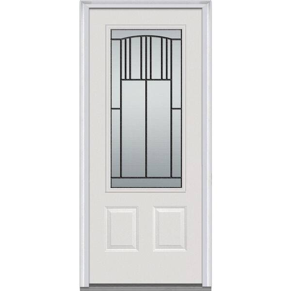 MMI Door 32 in. x 80 in. Madison Left-Hand 3/4 Lite 2-Panel Classic Primed Steel Prehung Front Door