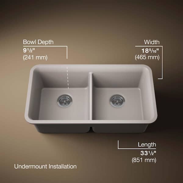 KOHLER Cairn Undermount Neoroc Granite Composite 33.5 in. Double