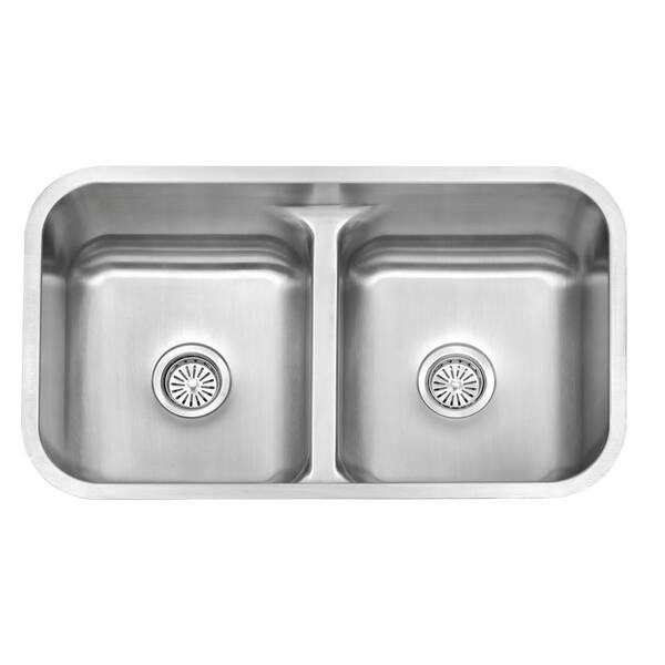 32-inch Low-Divide 50/50 Double Bowl Undermount 16 Gauge Stainless Ste