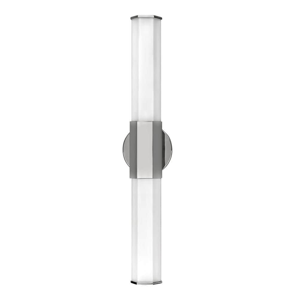 Polished Nickel Cylinder Outdoor Wall Light with Etched Glass