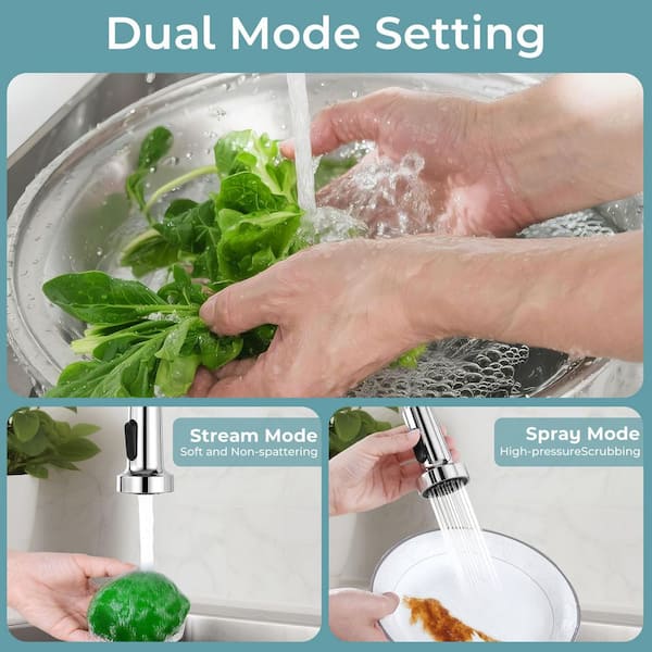 Single Handle 16 in. H Pull Down Sprayer Kitchen Faucet with Pull Out Spray Wand in Polished Chrome