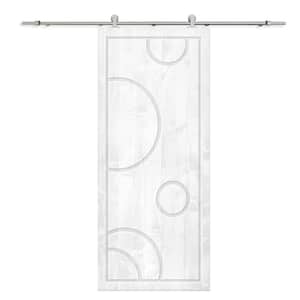 30 in. x 80 in. White Stained Pine Wood Modern Interior Sliding Barn Door with Hardware Kit