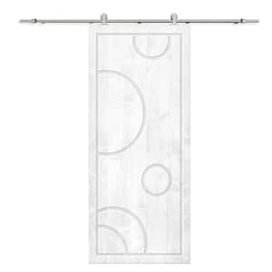 42 in. x 80 in. White Stained Solid Wood Modern Interior Sliding Barn Door with Hardware Kit