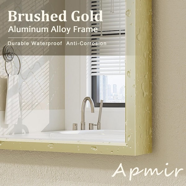 30 in. W x 42 in. H Arch Aluminum Alloy Framed and Tempered Glass Wall Decor Bathroom Vanity Mirror in Brushed Gold