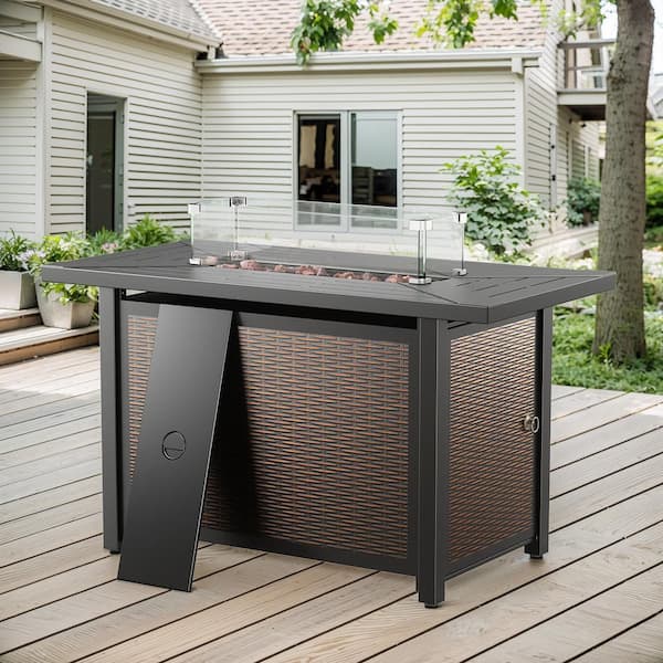 Opohoro Alliron 43 in. Rectangular Brown Metal Propane Outdoor