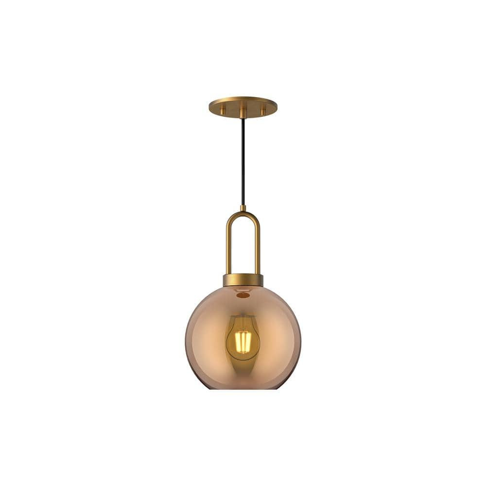 ALORA MOOD Soji 8 in. 1 Light 60-Watt Aged Gold/Copper Glass Pendant ...