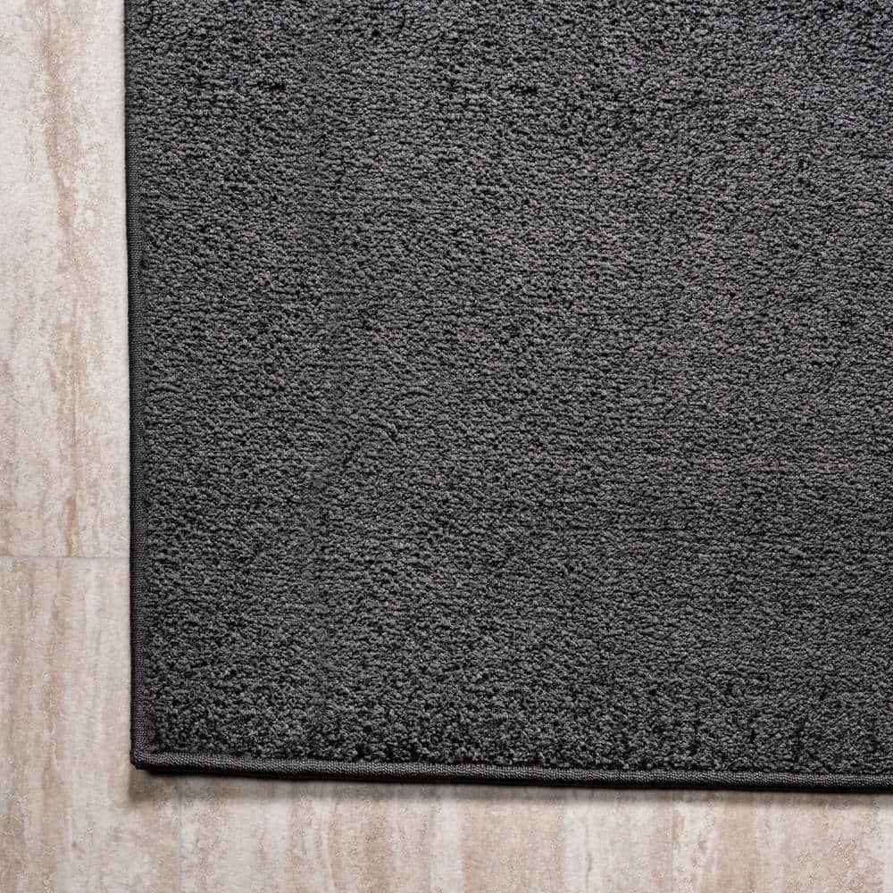 JONATHAN Y SUPERSOFT Haze Solid Low-Pile 5 x 5 (ft) Loomed Polypropylene Black Square Indoor Solid Farmhouse/Cottage Area rug