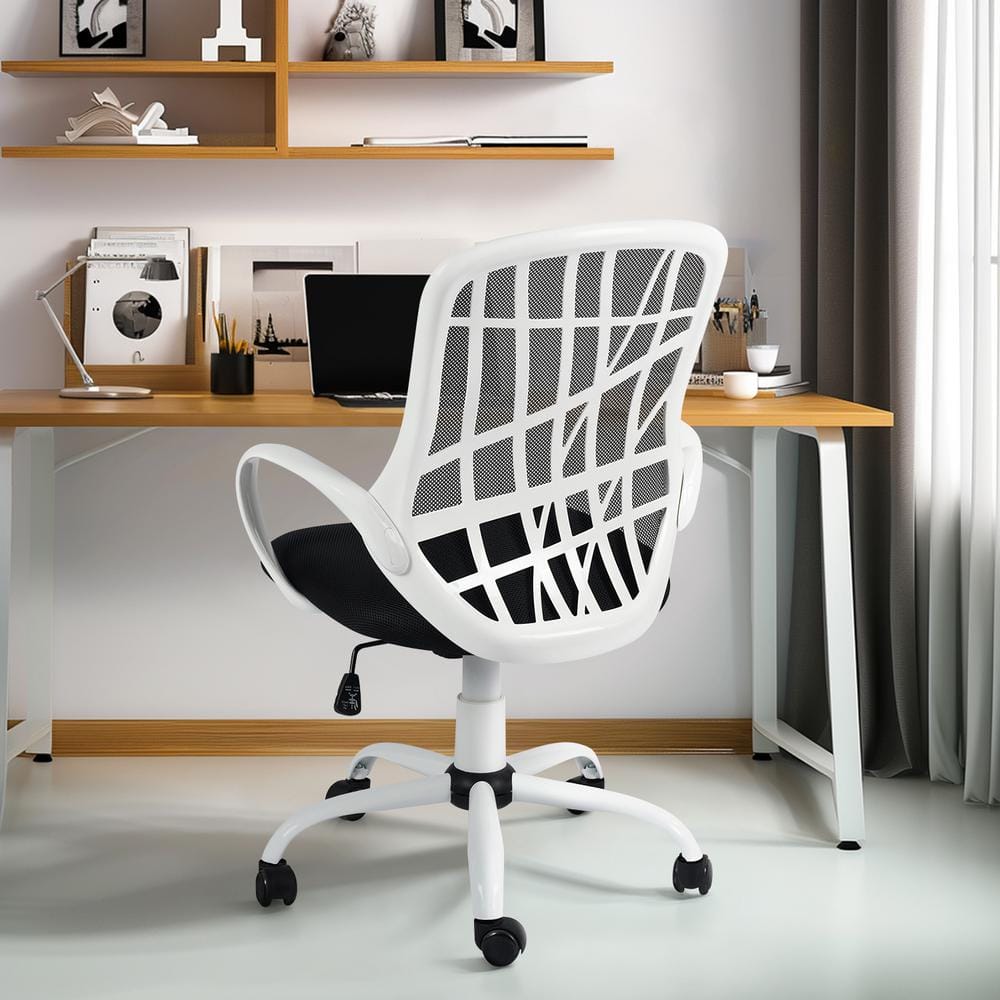 DESERT Mesh Modern Big and Tall Upholstered Swivel Chair Ergonomic Adjustable Height Task Chair in Black with Tilt -  Homy Casa, DESERT BLACK