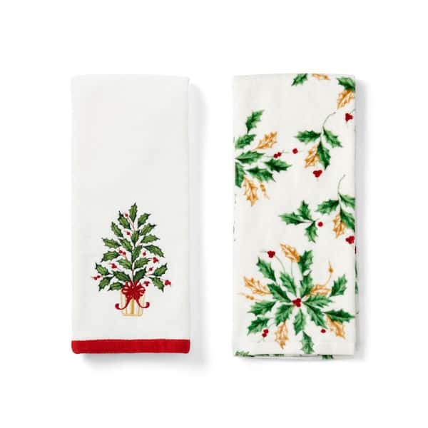 Lenox Holiday Tree Kitchen Towels, Set of 2, White - 18"W x 28"L