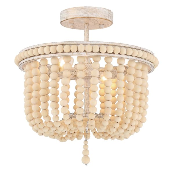 12.6 in. 2-Light White Plus Gold Unique/Statement Bowl Flush Mount