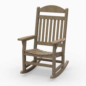 Heritage Weathered Wood Traditional Rocking Chair Plastic Outdoor Rocking Chair