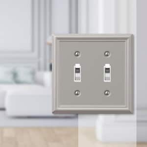 Ascher 2 Gang Toggle Steel Wall Plate - Brushed Nickel