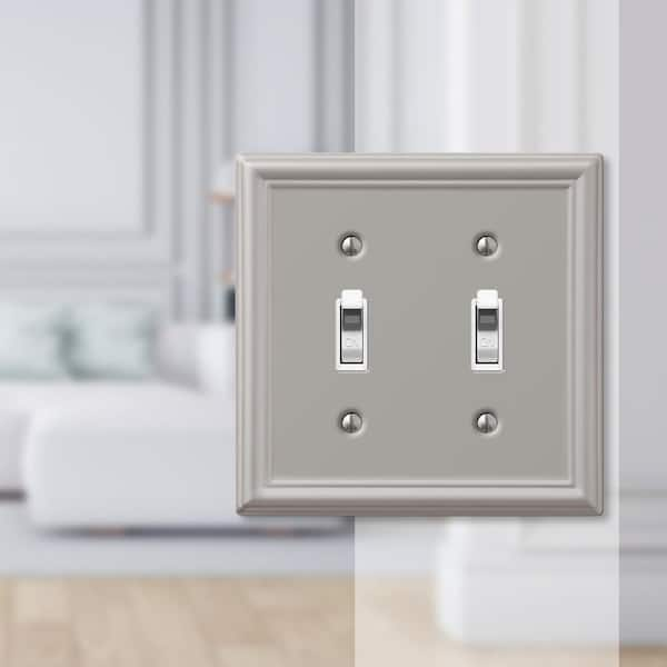 Ascher 2 Gang Toggle Steel Wall Plate - Brushed Nickel