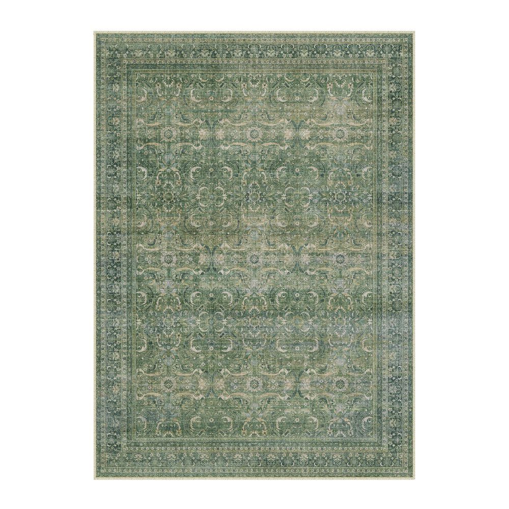 Phuket Island Greeen 6 ft. x 9 ft.  Distressed Vintage Floral Area Rug price history on PriceWatchPro