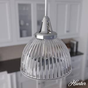 Cypress Grove 1 Light Brushed Nickel Island Pendant Light with Clear Holophane Glass Shade Dining Room Light