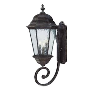 Telfair Collection 3-Light Black Coral Outdoor Wall Lantern Sconce